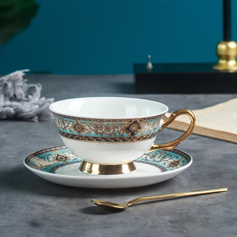 

European Luxury Coffee Cup Bone China Afternoon Tea Cup Set Ceramic Office Gift Tazas De Cafe Cup and Saucer DD60CC