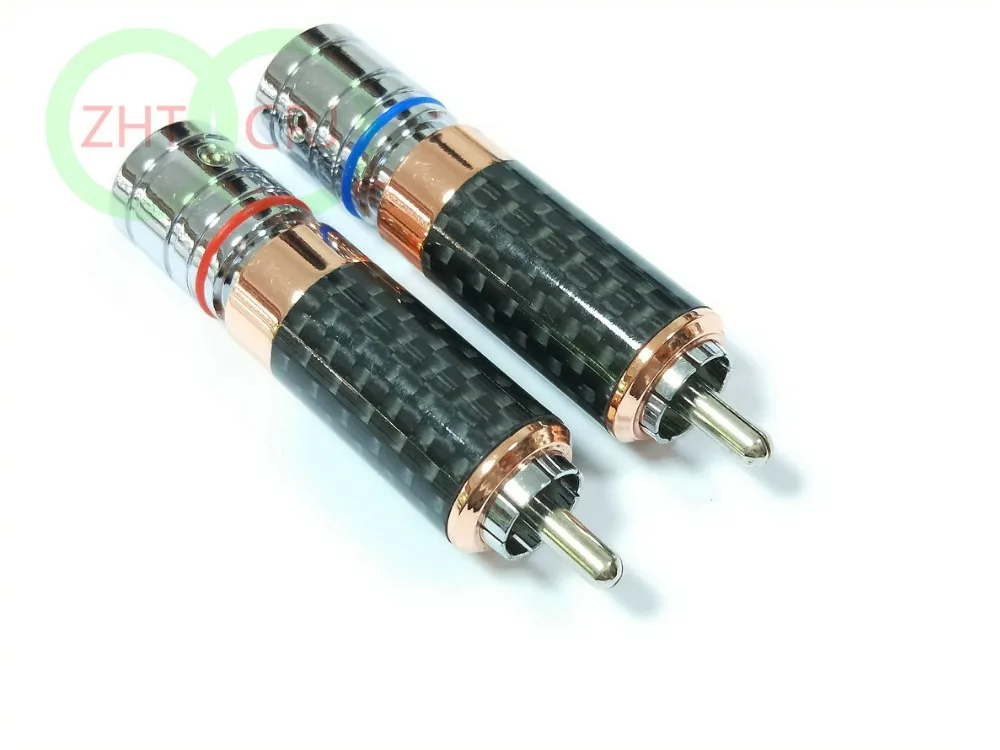 

2PCS Copper Rhodium Plated Carbon Fiber RCA Plug Solder CONNECTOR