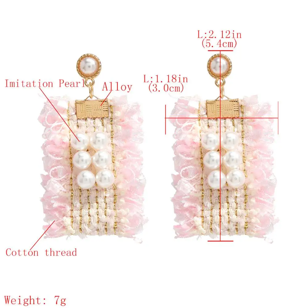 Wgoud Autumn and Winter Cotton Braid Flower Drop Earring Fashion Vintage Style Pearl PU Handmade Dangle Floral | Украшения и