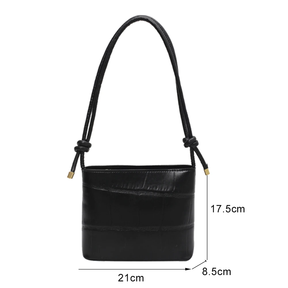 

Casual Stone Pattern Shoulder Bag PU Leather Messenger Tote Female Commuter Street Top-handle Handbag Portable Women Tie Strap