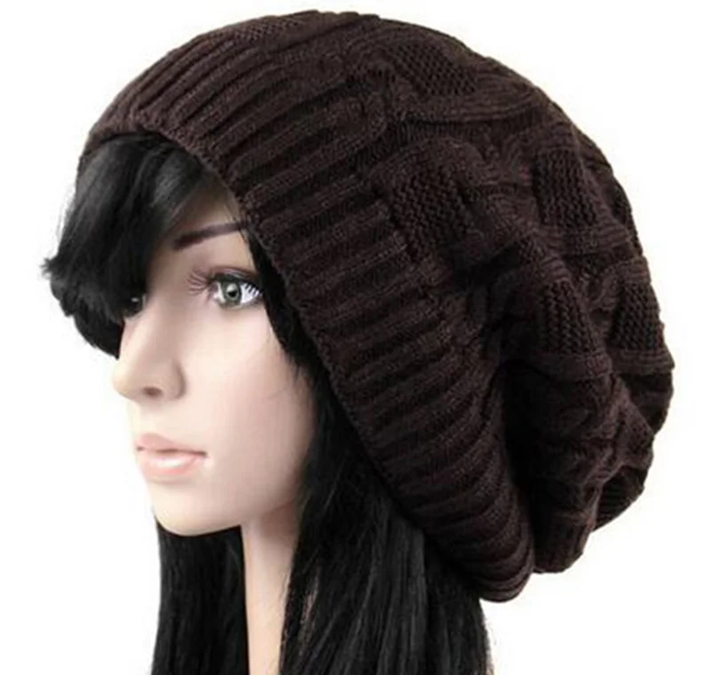 Coffee Hats Женские теплые Повседневные вязаные шапки в полоску; женские шапки; сезон осень-зима; ворсовая шапка для девочек; модные вязаные шапки унисекс - Цвет: Coffee Hats