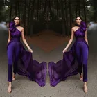 Женское вечернее платье со шлейфом, стильное фиолетовое платье-комбинезон с одним открытым плечом и брюками, 2020