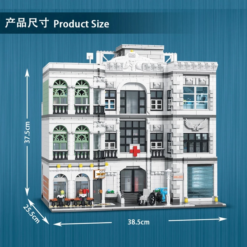 

4953 PCS Creative Street View Series City Hospital Compatible With The Urban 10188 Building Blocks Bricks Toy Gift Education