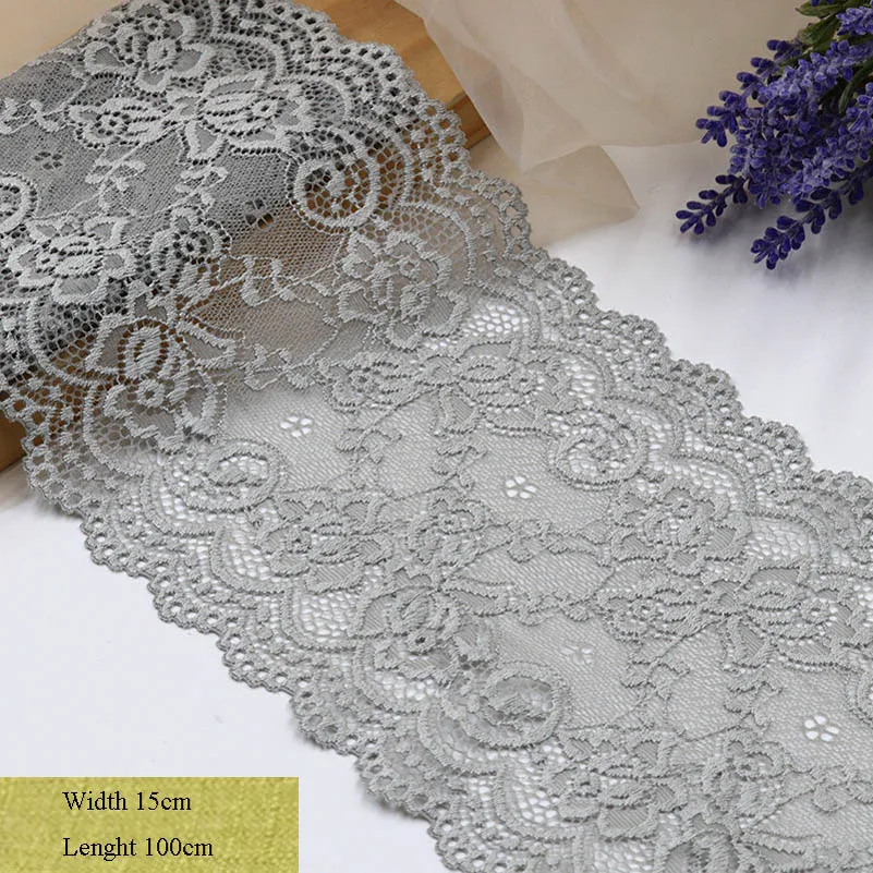

Multicolor Elastic Lace Ribbon Trim Fabric for Wedding Birthday Gifts Decoration 100x15cm_4