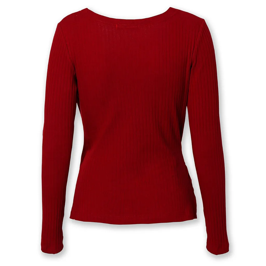 Женская Сексуальная Блузка с глубоким v образным вырезом и длинным рукавом