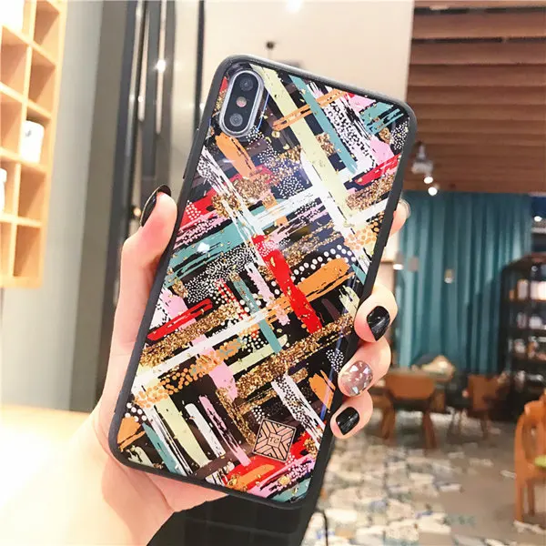 D45 Мраморный чехол для телефона с золотой фольгой для iPhone 11 Pro XS Max XR X 7 8 6 6s Plus, мягкий силиконовый чехол с блестками для iPhone X - Цвет: D45