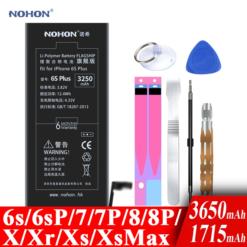 Оригинальный аккумулятор Nohon для Apple iPhone 6s 7 8 Plus X Xr Xs Max 6sPlus 7Plus 8Plus встроенные литий