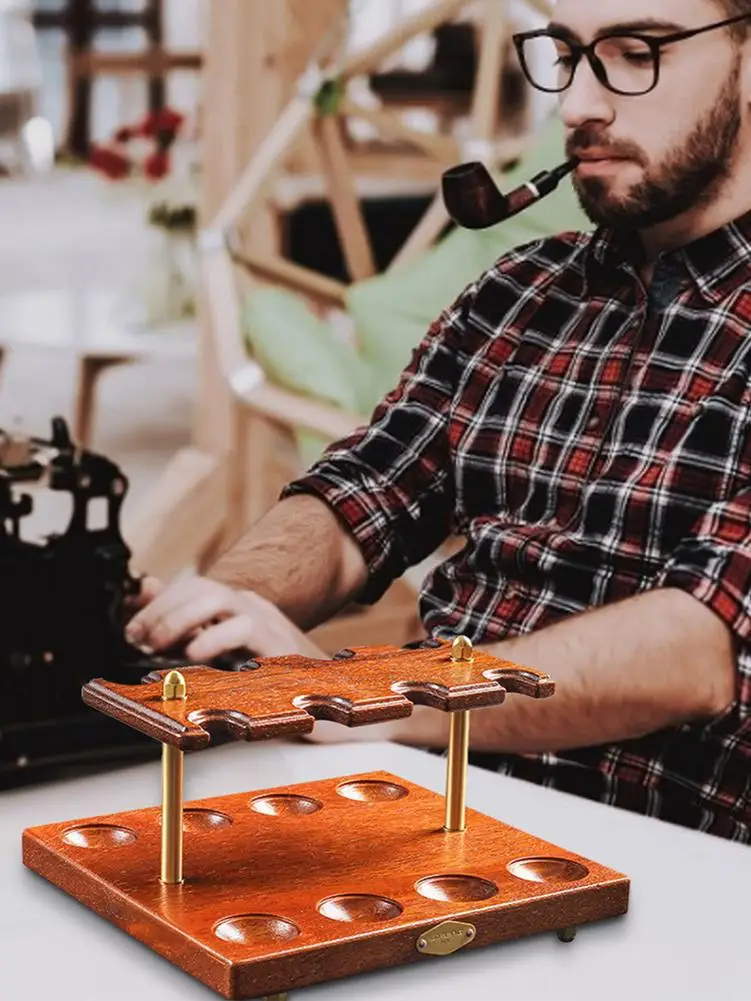 

Wooden Smoking Pipe Stand Rack Display Holder for Holding 8 Pipes Tobacco Smoking Accessories Tube Pipe Tool