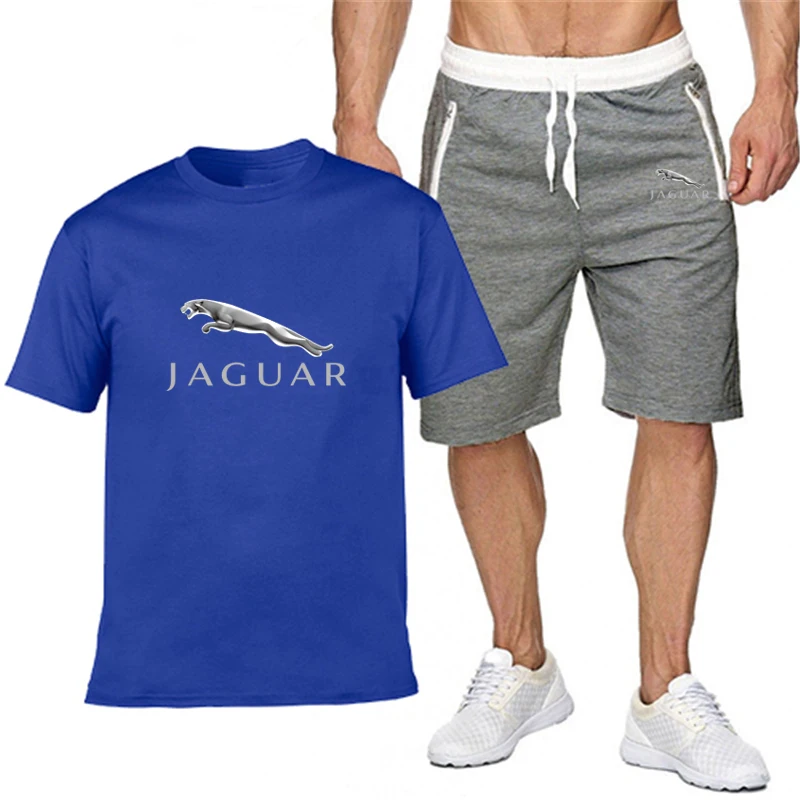 

Jaguar Car Printed Men's 2021 Summer Casual Shorts Comfortable Short Sleeve T-shirt Suit Men's Sports Leisure Fitness Suit Men's