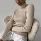 Женский вязаный мягкий теплый свитер-водолазка, облегающий базовый пуловер, джемперы, розовый модный свитер, уличная одежда на осень и зиму, топы