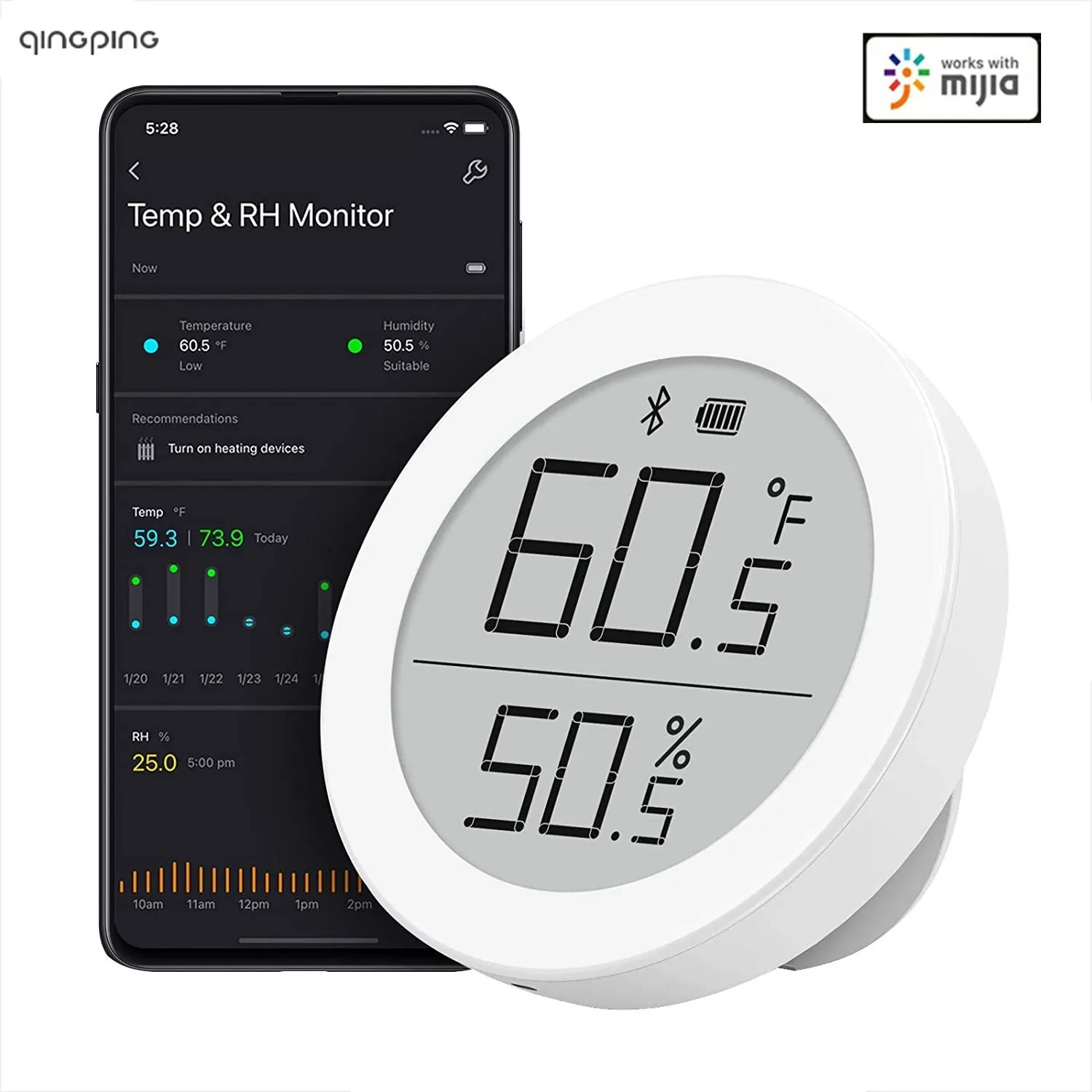Фото Цифровой Bluetooth термометр Youpin Qingping электронный гигрометр автоматическая запись Цифровой Bluetooth термометр Youpin Qingping электронный гигрометр автоматическая запись