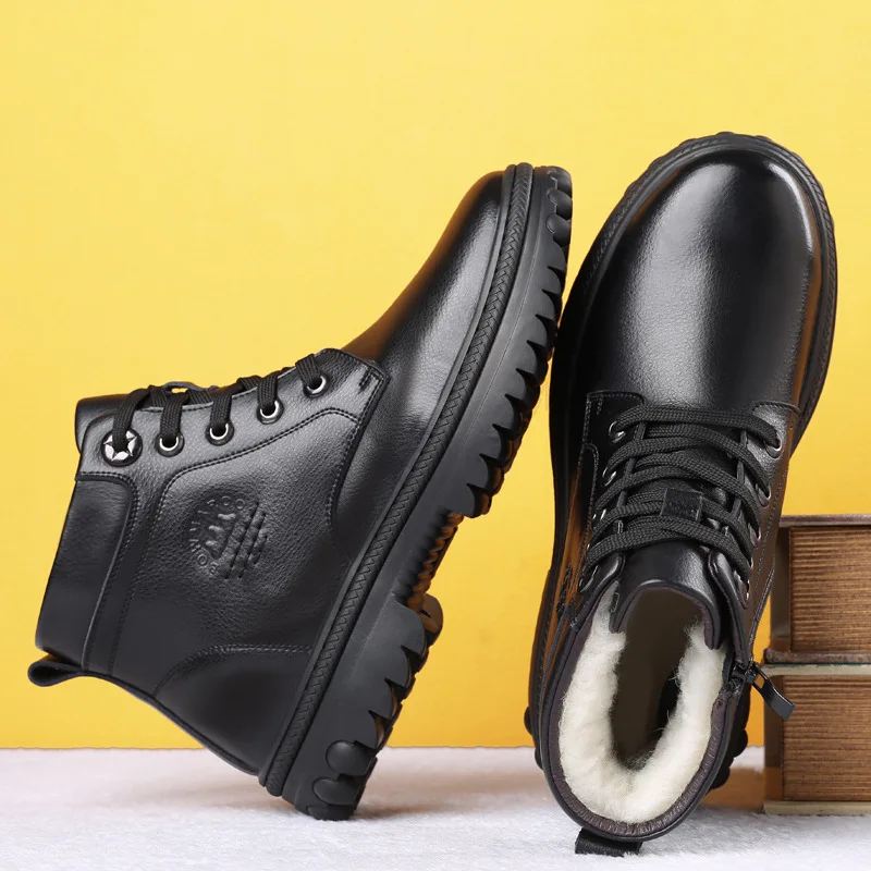 

Men Martins Leather shoes High Top Fashion Winter Warm Snow shoes Dr. Motorcycle Boots black Couple Unisex boots