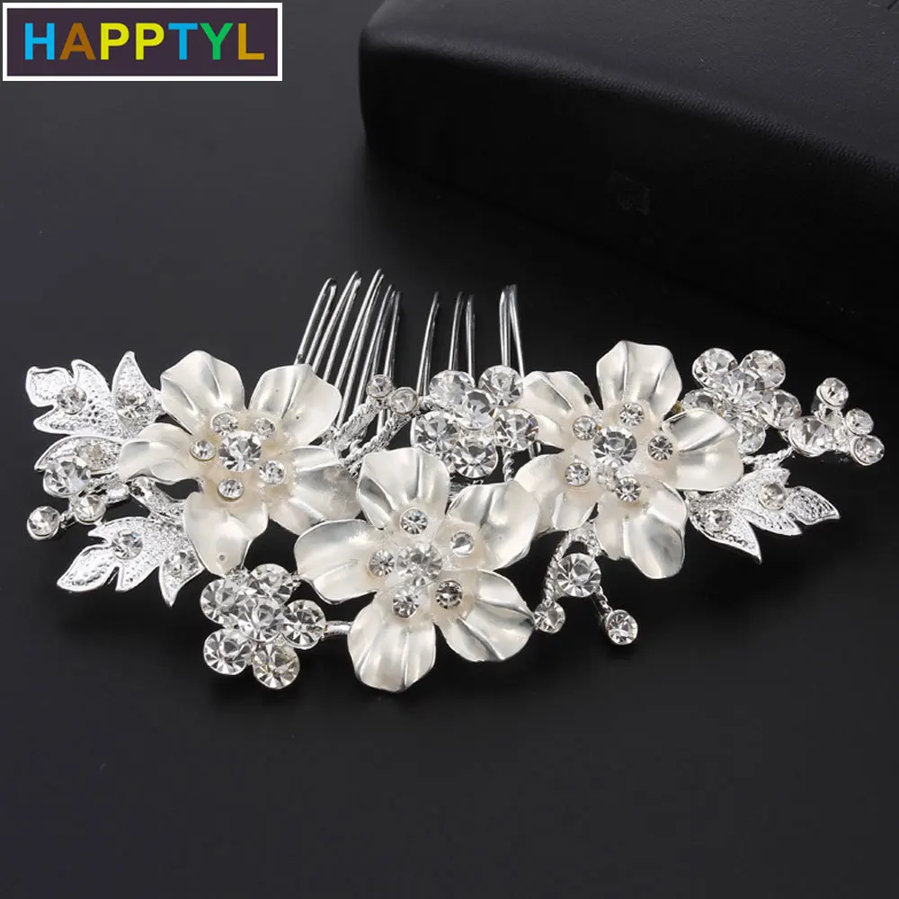 HAPPTYL 1 шт розовый золотой гребень для волос невесты заколка со стразами цветок