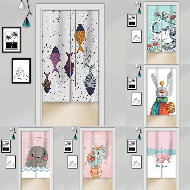 

Cartoon Bedroom Half Panel Curtain Kitchen Blackout Curtain Home Decoration Doorway Hanging Curtain Cotton Linen Curtain