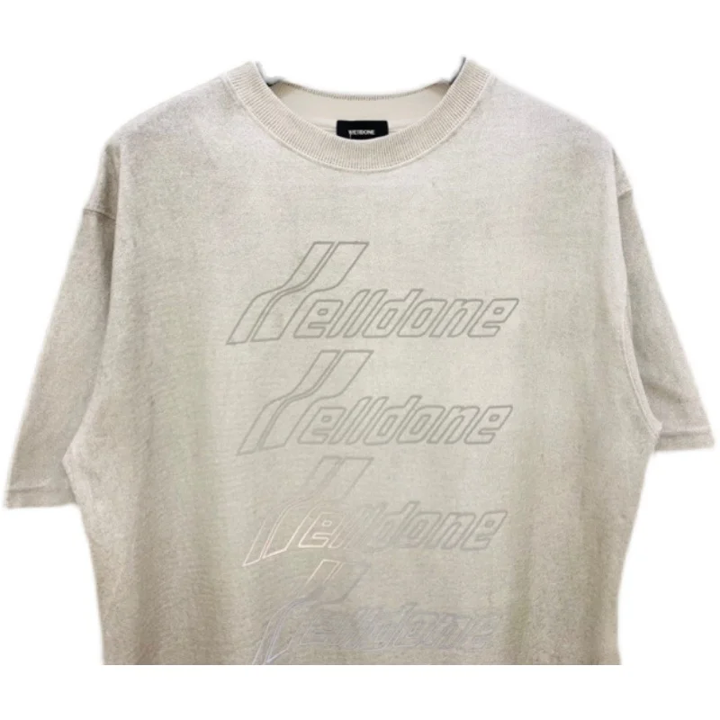 

reflective we11done inkjet bullet screen letters short-sleeved welldone three-dimensional 3M reflective loose T-shirt tide