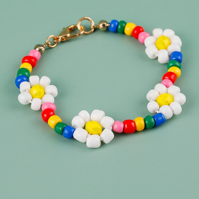 

Cute Sweet Flower Necklace Bracelet Ring Sets for Girls Child Acrylic Colorful Beads Children Best Jewelry Sets Kids Necklace