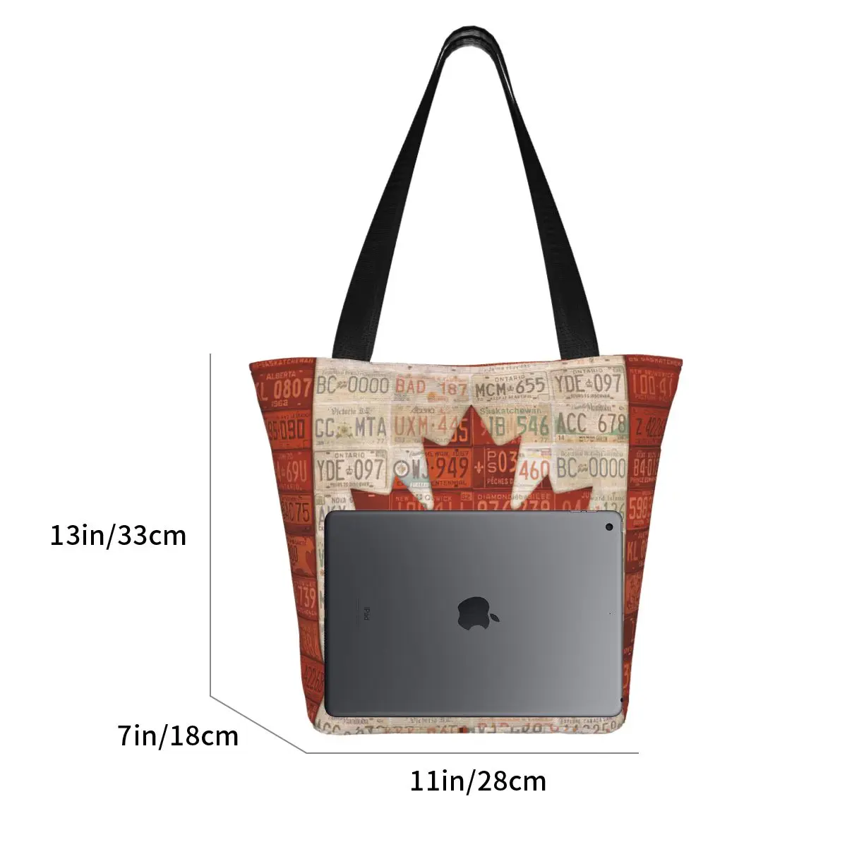 Сумка для покупок с изображением флага Канады и номерного знака | Багаж сумки
