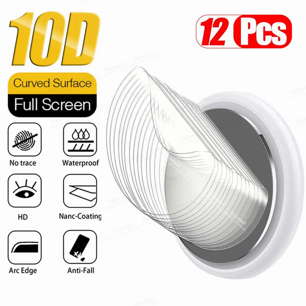 

12pcs 10D Full Curved Soft TPU Film For Apple Airtags Screen Protector For Locator Tracker Ultra-thin Protective Films Not Glass
