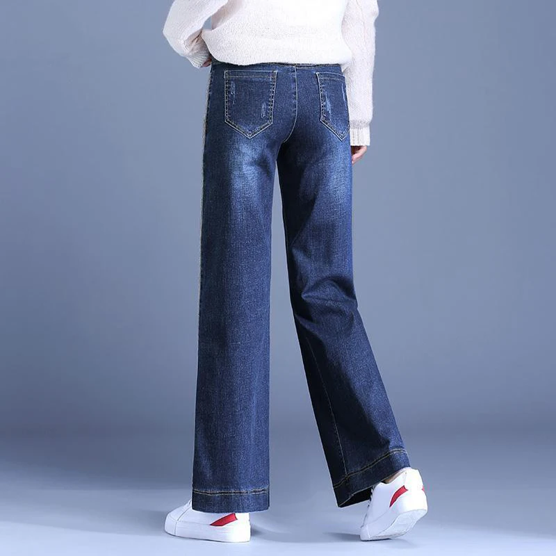 

Women Jeans Denim Harem Pants High Waist Lady Wide Leg Blue Black Jeans Pants Korean Style Full-Length Trouser KK0126