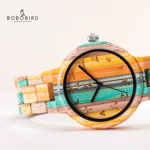 Часы для пары BOBO BIRD, деревянные часы, , Модные Цветные деревянные кварцевые наручные часы, лучший подарок для жены с коробкой, zegarek damski