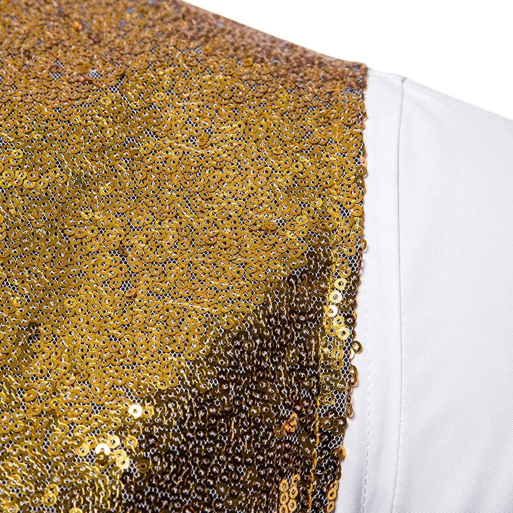 CYSINCOS, мужской модный блейзер с блестками, жилет, костюм, жилет для ночного клуба, DJ, одежда для сцены, Блестящий жилет с золотыми блестками