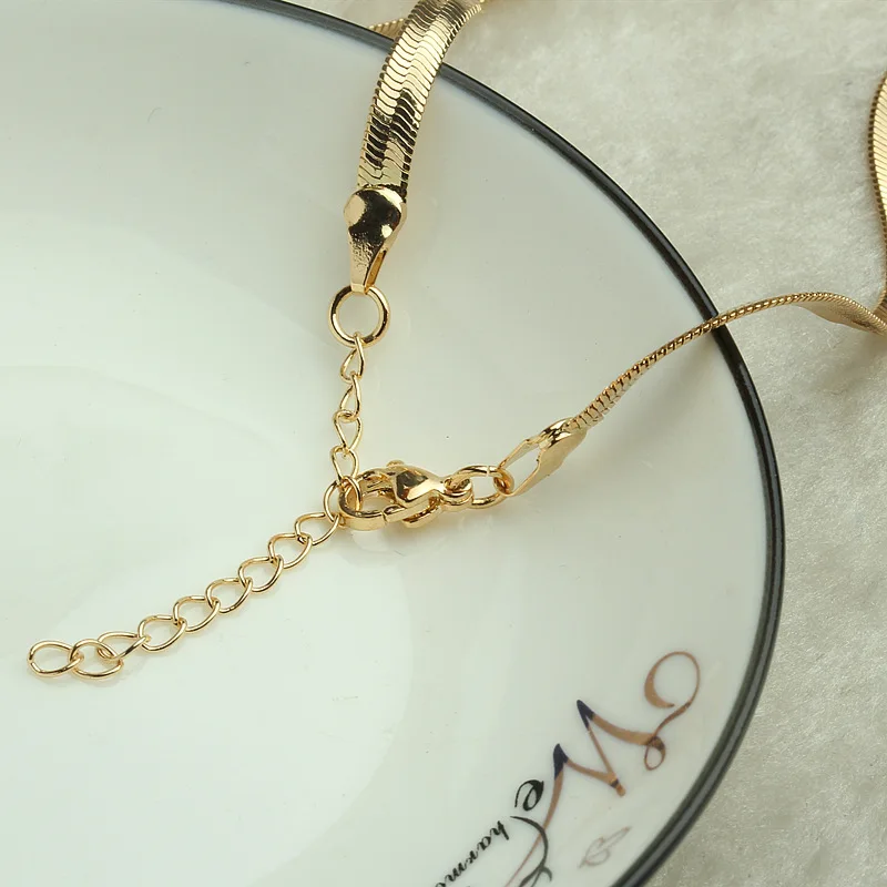 Позолоченная цепочка 14 к регулируемое ожерелье с плоским змеиным скелетом