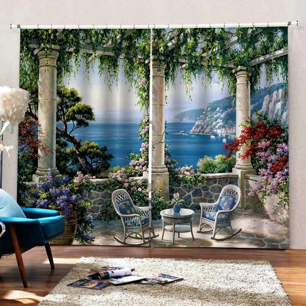 Римские садовые виллы ландшафтные 3D занавески роскошные затемняющие Оконные