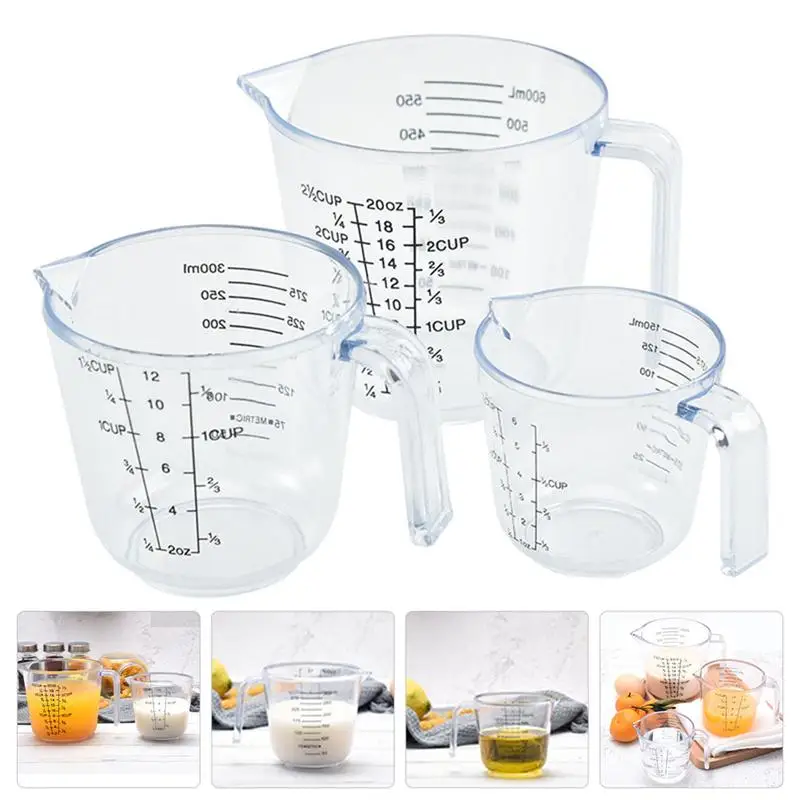 

3pcs Transparent Plastic Graduated Measuring Cup Kitchen And Bar Supplies For Baking Beaker Liquid Measuring Cups with Scale