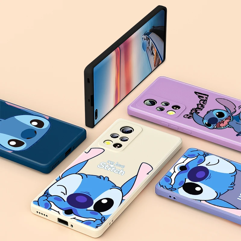 

For Honor 50 SE V40 30 30S 20 20E 20S Lite Pro Plus 5G Phone Case Stitch Cartoon Disney Cute Liquid Silicone Soft Cover Capa