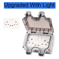 ip66 uk standard upgraded type safer waterproof outdoor wall switch socket 13 a double outlet grounded 250v power socket