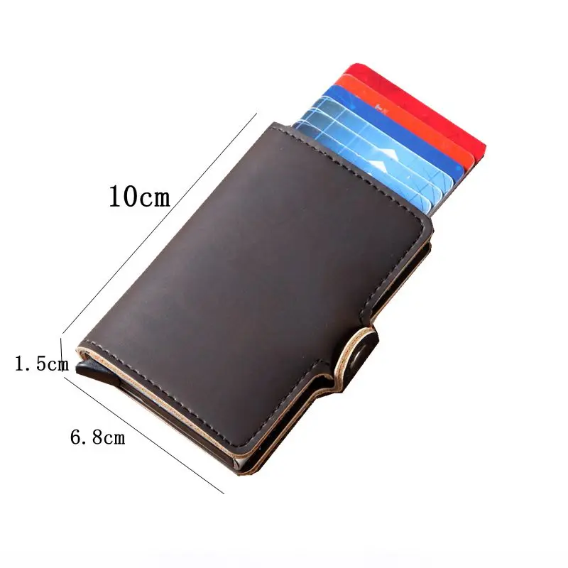 Мужской кожаный кошелек Crazy Horse Алюминиевый RFID Карманный держатель для карт