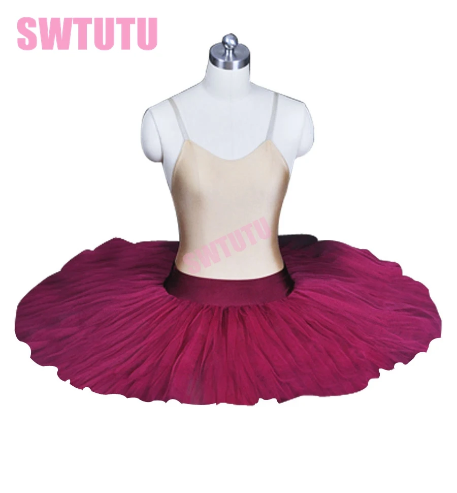 

Бесплатная доставка, бордовая балетная полурепетиционная балерина, пачка для женщин, профессиональная балетная юбка BT8923