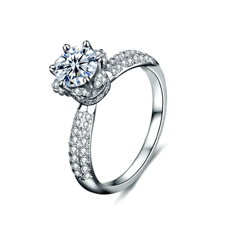 

Moissanite Ring Sterling Silver 925 jewelry 1ct diamond ring fashion ice queen six-claw engagement diamond ring women JA-04