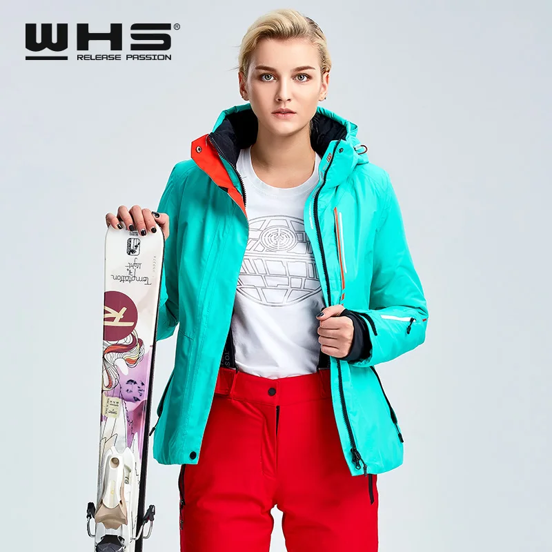 WHS Женская лыжная куртка зимняя уличная спортивная термокуртка