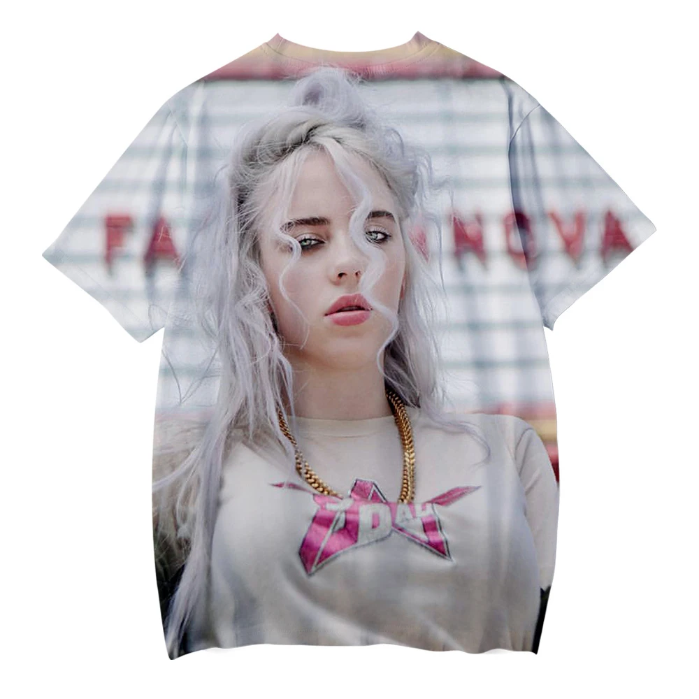 Billie Eilish/футболка с 3D принтом для маленьких мальчиков и девочек летние футболки с короткими рукавами топы унисекс, футболки, Детский костюм, рубашка