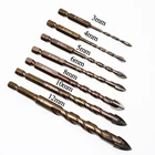 Набор крестовых шестигранных сверл для плитки, 3-12 мм, для стекла, керамики, бетона, открывания отверстий, кирпича, твердого сплава, треугольные сверла, набор аксессуаров