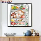 5D алмазная вышивка сделай сам с кошкой в холодильнике, алмазная живопись, мультяшное животное, вышивка крестиком, мозаика, искусство, полная Стразы, домашний декор