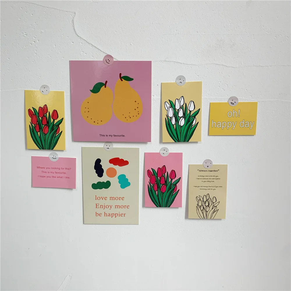 Ins 8 листов тюльпан Серия открыток цветы открытка комната декор стен Открытки