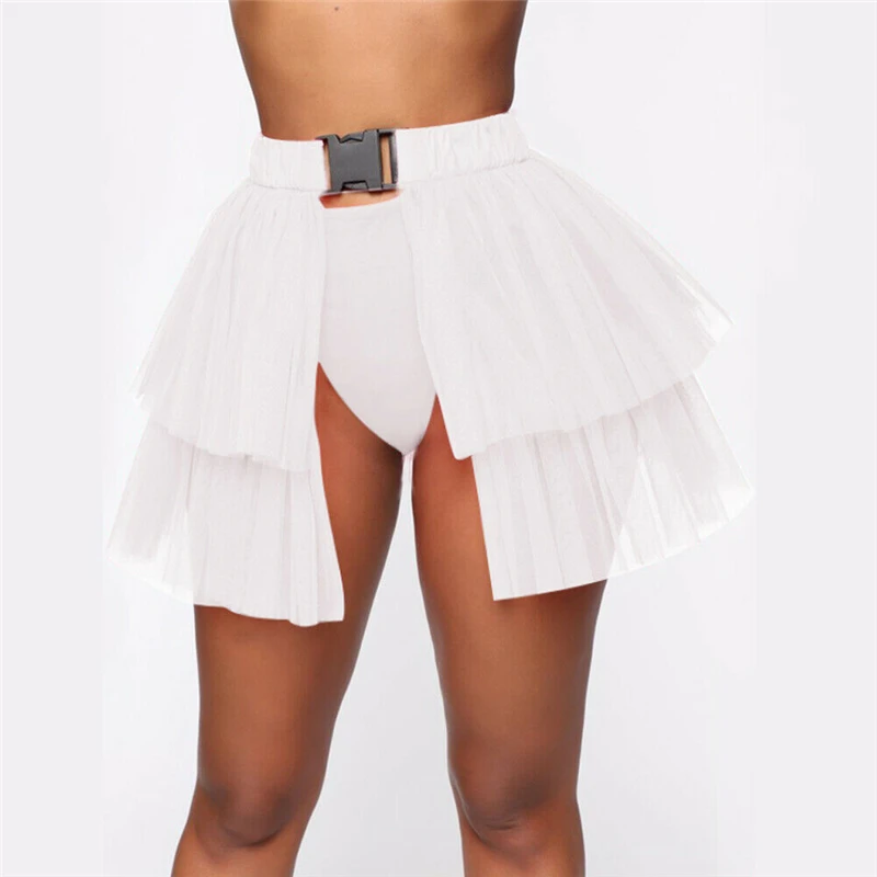White Short Новая модная женская эластичная юбка с высокой талией прозрачная сетчатая макси юбка женская сексуальная однотонная пляжная Клубная одежда для вечеринок Лето - Цвет: White Short