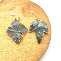1pc natural semi precious stone pendants maple leaf shape diamond shape diy for making necklace 31x40mm 35x45mm size 2 types