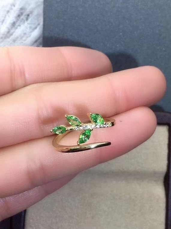 KJJEAXCMY fine jewelry 925 sterling silver inlaid natural Tsavorite new Female ring classic Support Detection | Украшения и