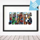Мстители имя слово искусство MARVEL персонаж печать плакат супер герой персональная холст живопись аниме герой домашний декор настенное искусство подарок