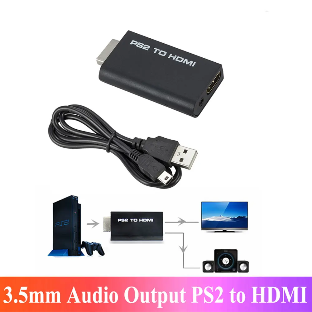 

PS2 To HDMI-Compatible Video Adapter Mini PS2 Audio Converter With 3.5mm Audio Output For Playstation 2 Game Console Display