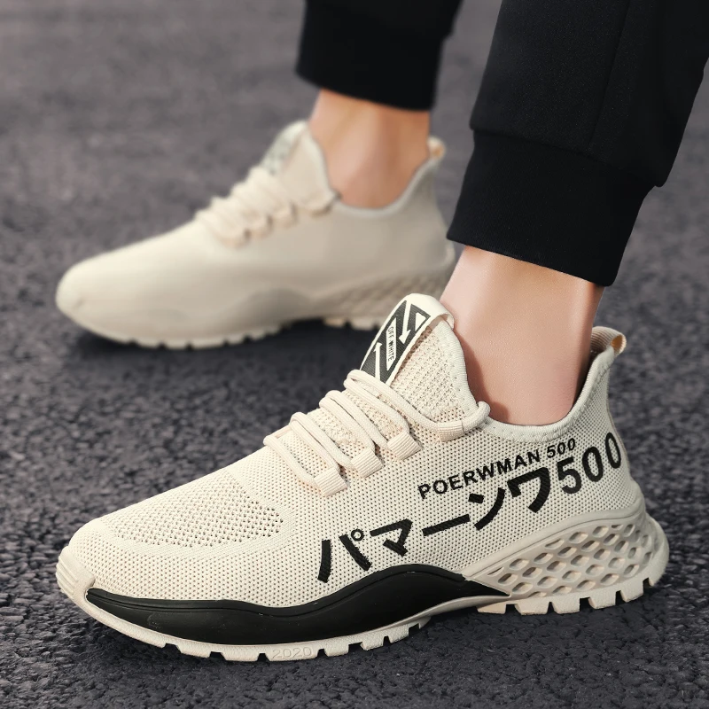 

High Elasticity Leisure men Shoes Breathable Fly Weaving Low Heel Park Outdoor 2020 NEW Mesh Slip on mesh sneaker sport shoes