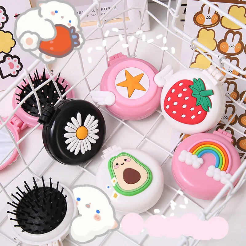 

Card Captor Sakura cosplay Folding air bag comb cartoon portable plastic air cushion head massage comb with makeup mirror