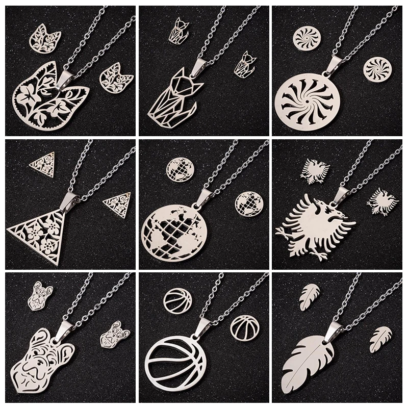 Женские наборы из нержавеющей стали hferich с геометрическим цветком в виде кота