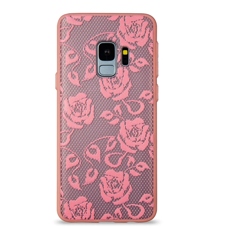 PinkLF Милый прозрачный чехол с розовыми цветами для samsung Galaxy S10 S6 s7 edge S10e S9 S8 Plus A6 A8 A3 A5 A7 TPU+ PC задняя крышка - Цвет: PinkLF