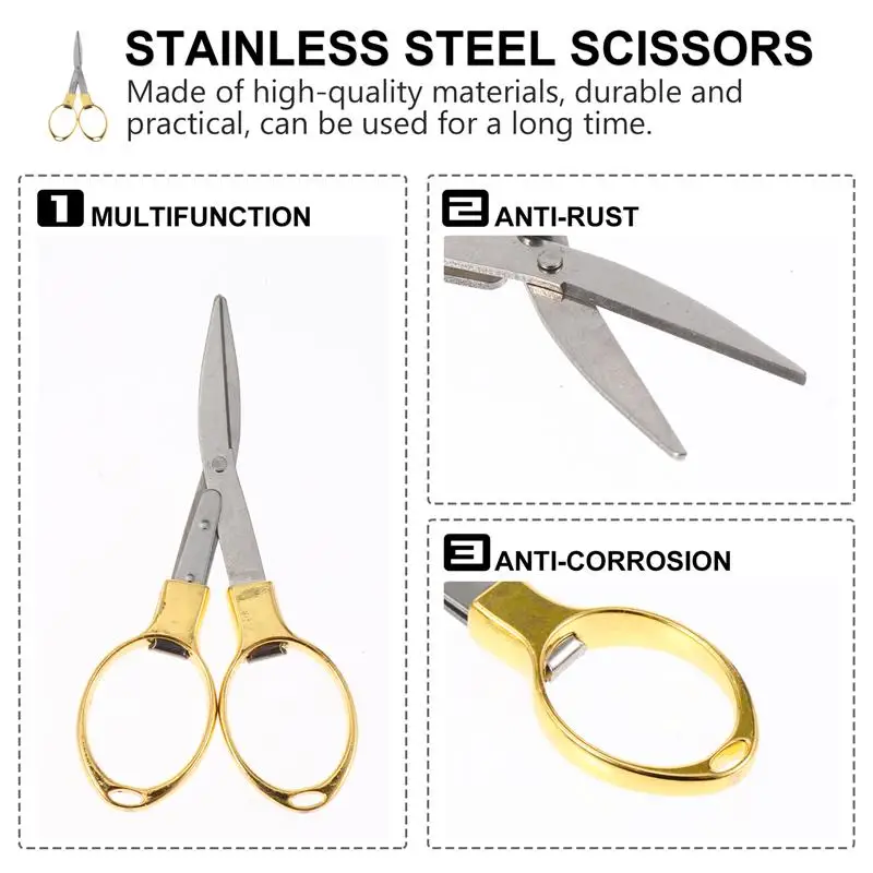 

3pcs Multi-use Stainless Steel Folding Scissors Mini Cutter Sewing Scissors