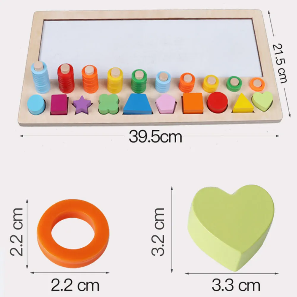 

3 in 1 Kids Wooden Montessori Toys Count Geometric Shape Cognition Match Toy Baby Early Education Teaching Aids Math Toys