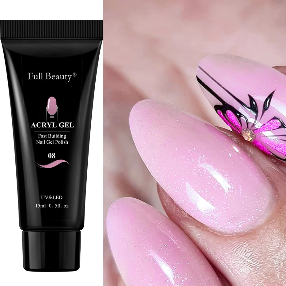 Quick Builder Nail Extend Gel Акриловый УФ Строительный Поли Гель для ногтей Кристалл Розовый